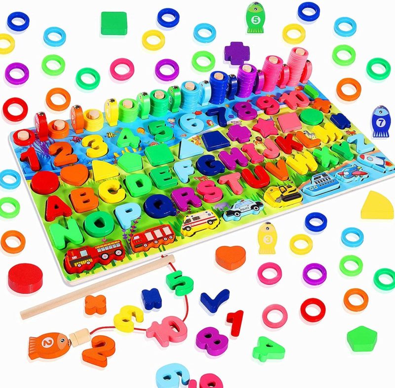 Education & Crafts |  Max Fun Wooden Number Puzzles Sorting Montessori Toys For Kids Shape Sorter Counting Game Wood Counting Blocks Sorter Stacking Toy Games For Age 3 4 5 Preschool Learning Education Toys Education & Crafts Education & Crafts