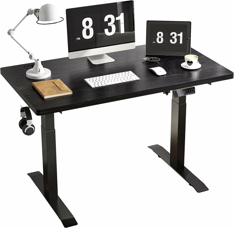 Education & Crafts |  Nature Electric Standing Desk With Black Top 40 X 24 Inches, Stand Up Desk With Adjustable Height And Splice Board For Home Office Education & Crafts Bamboo-dual Motor