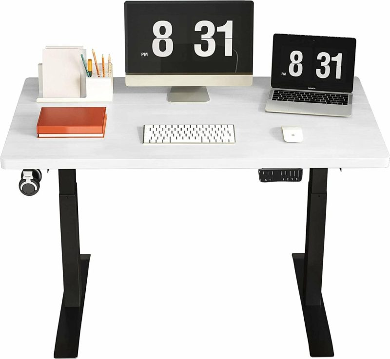 Education & Crafts |  Nature Electric Standing Desk With Black Top 40 X 24 Inches, Stand Up Desk With Adjustable Height And Splice Board For Home Office Education & Crafts Bamboo-dual Motor