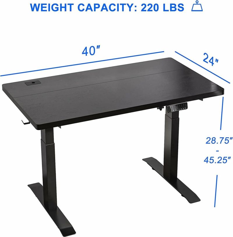 Education & Crafts |  Nature Electric Standing Desk With Black Top 40 X 24 Inches, Stand Up Desk With Adjustable Height And Splice Board For Home Office Education & Crafts Bamboo-dual Motor