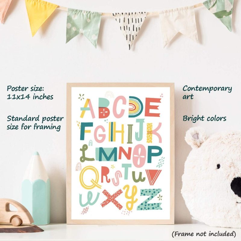 Education & Crafts |  Nursery Wall Decor 3 Double-Sided Kids Posters | Alphabet Poster, 123 & Rainbow Decor | Kids Room & Playroom Decor Wall Art, Baby Girl/Boy Room Decor | Abc Poster For Toddlers Wall Education & Crafts Education & Crafts