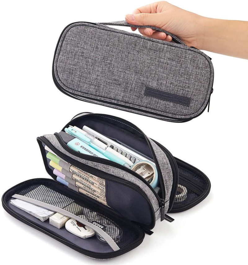 Education & Crafts |  Pencil Case Big Capacity Handheld 3 Compartments Pencil Pouch Portable Large Storage Canvas Pencil Bag For Boys Girls Adults Students Business Office Arts, Crafts & Sewing black