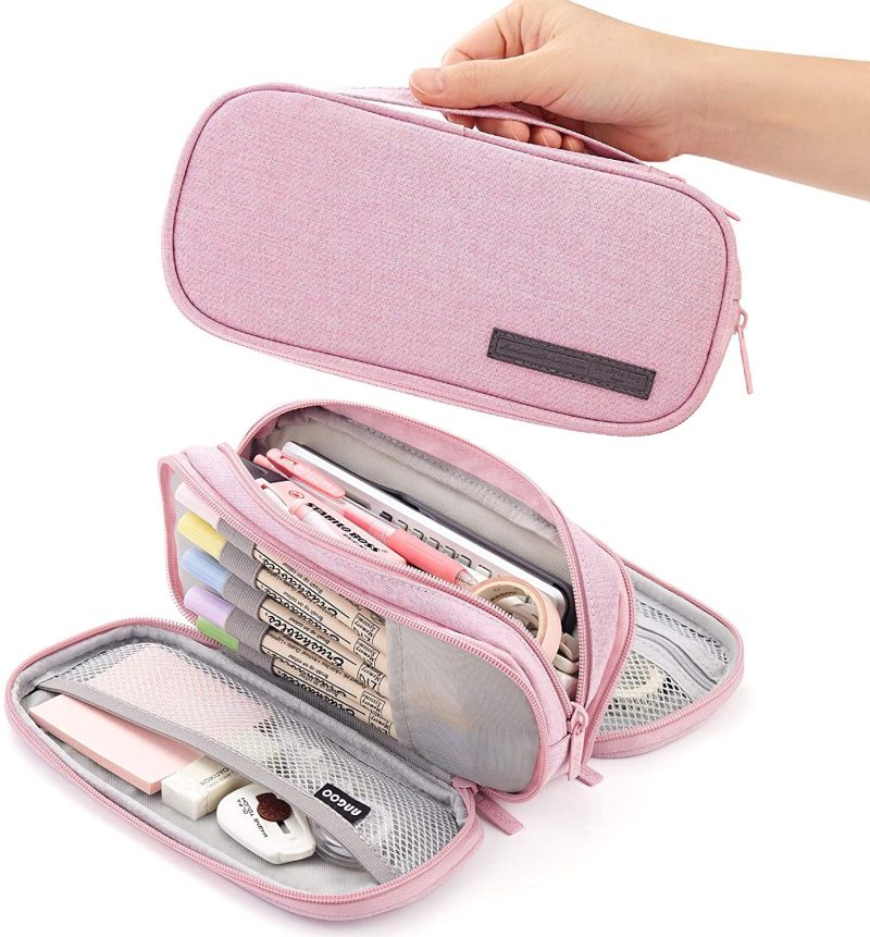 Education & Crafts |  Pencil Case Big Capacity Handheld 3 Compartments Pencil Pouch Portable Large Storage Canvas Pencil Bag For Boys Girls Adults Students Business Office Arts, Crafts & Sewing black