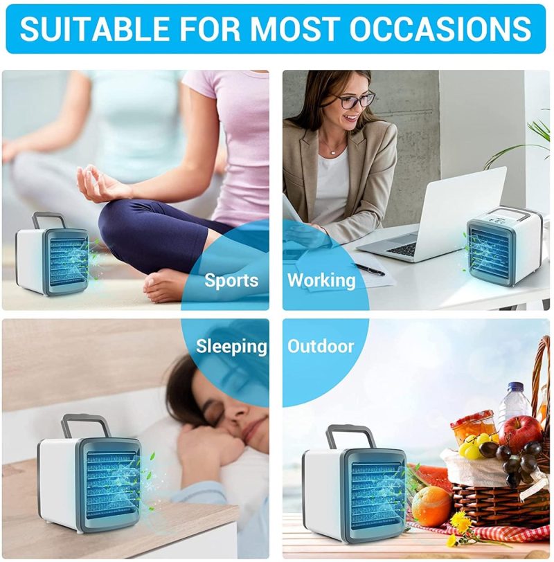 Education & Crafts |  Personal Air Conditioner, Portable Air Cooler Fan With Handle, 4 In 1 Mini Evaporative Cooler Usb Rechargeable Desk Fan, Cooling Mist Humidifier With Colorful Led Night Light For Room/Office/Dorm/Bedroom, Grey Education & Crafts BDTTBZ