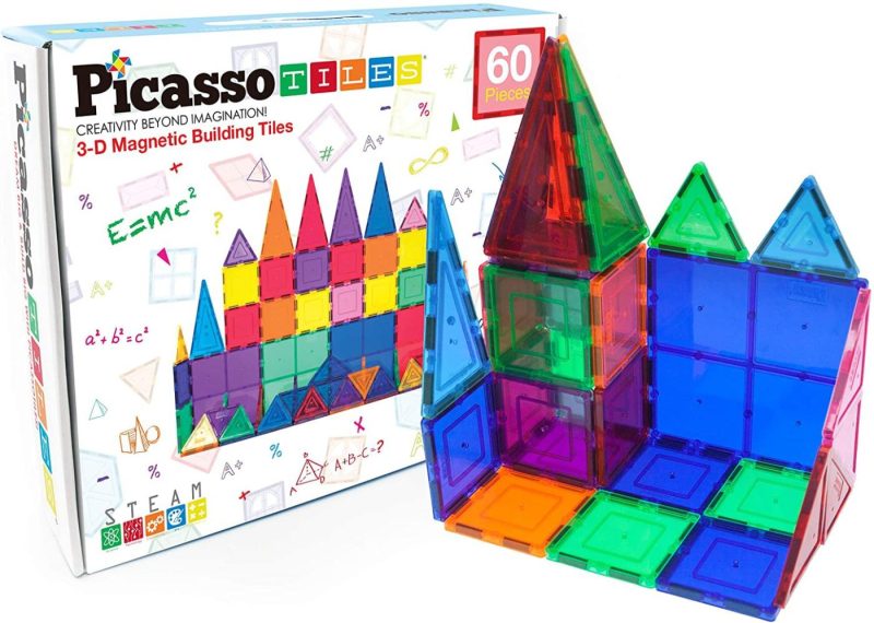 Education & Crafts |  Picassotiles 60 Piece Set 60Pcs Magnet Building Tiles Clear Magnetic 3D Building Blocks Construction Playboards – Creativity Beyond Imagination, Inspirational, Recreational, Educational, Conventional Education & Crafts Education & Crafts