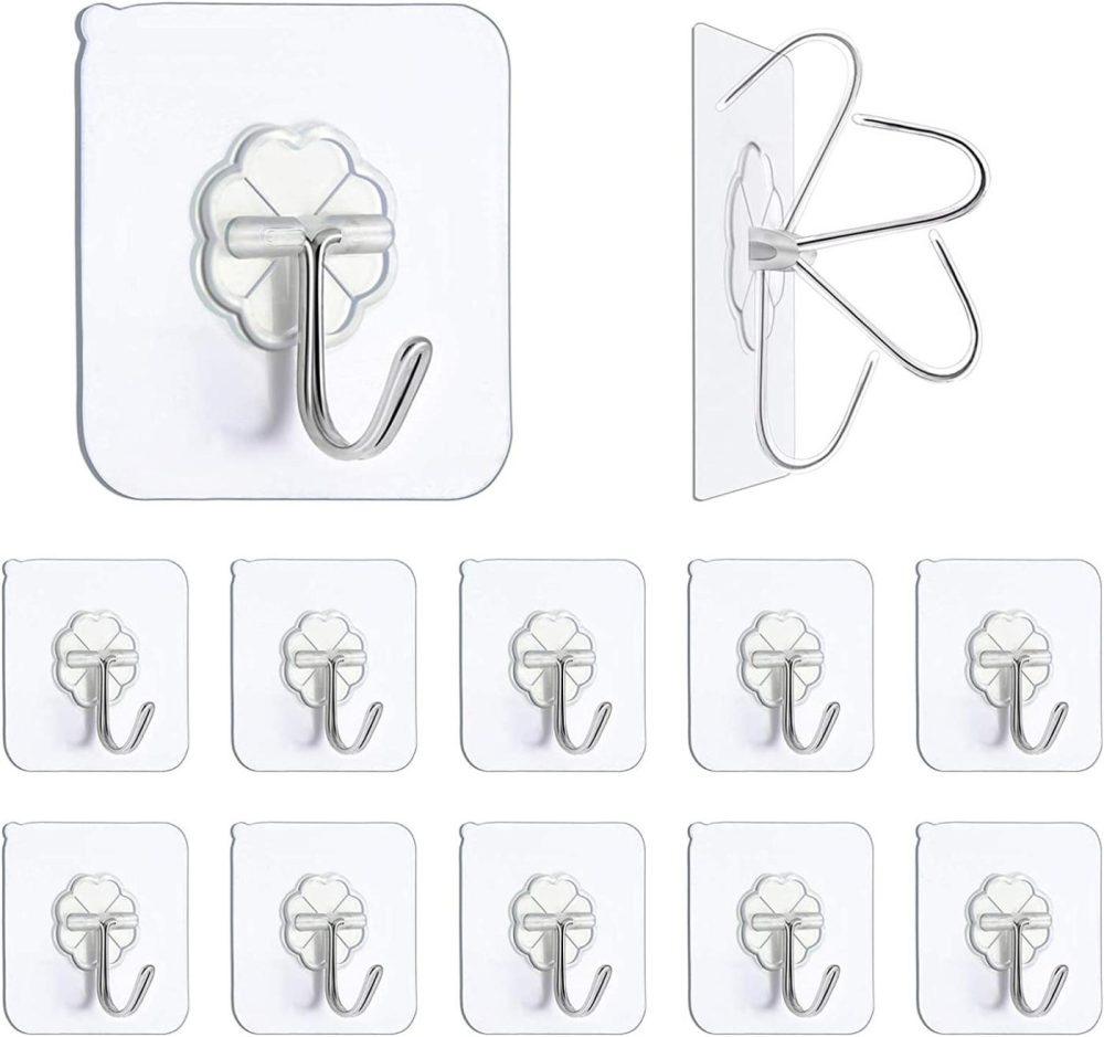 Education & Crafts |  Premium Adhesive Hooks Kitchen Wall Hooks,Heavy Duty 13Lb(Max) Wall Hooks, Transparent Reusable Seamless Hooks With Stainless Hooks Reusable Utility Towel Bath Ceiling Office Window Hooks,10 Pack Education & Crafts Education & Crafts