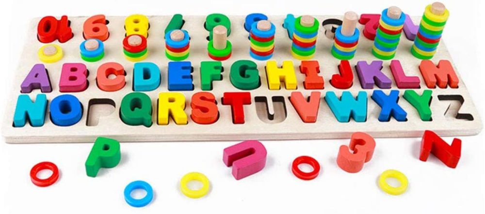 Education & Crafts |  Ruideli Wooden Blocks Puzzle Board Set Alphabet Abc, Learning & Educational Toys For Number Counting, Colors Stacking, Shape Sorting, Early Education Toy Education & Crafts Education & Crafts