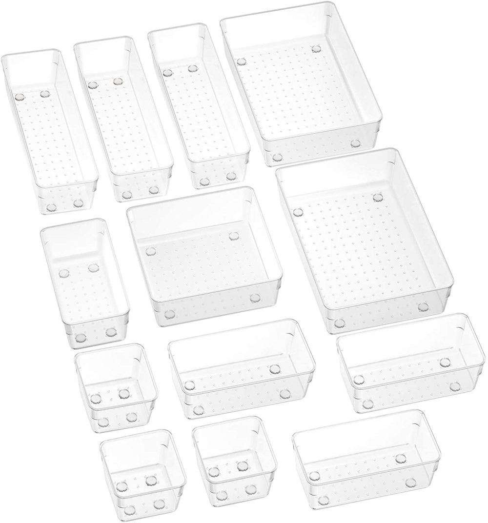 Education & Crafts |  Smartake 13-Piece Drawer Organizers With Non-Slip Silicone Pads, 5-Size Desk Drawer Organizer Trays Storage Tray For Makeup, Jewelries, Utensils In Bedroom Dresser, Office And Kitchen, Clear Education & Crafts Clear