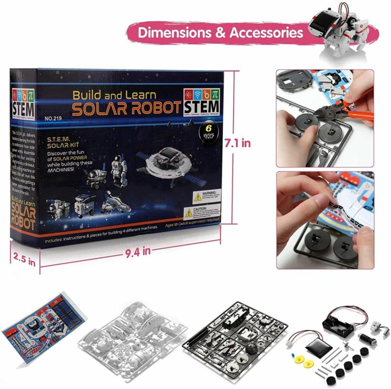 Education & Crafts |  Solar Robot Toys 6 In 1 Learning Kits Educational Space Moon Exploration Fleet Building Experiment Toys Diy Solar Power Science Education & Crafts Batlofty