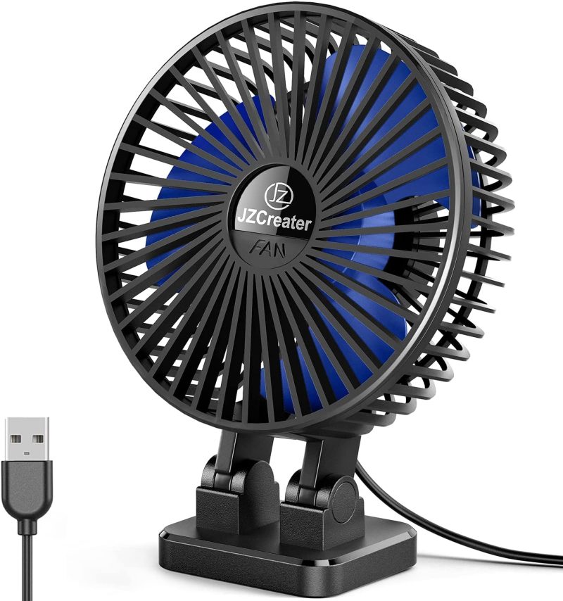 Education & Crafts |  Usb Desk Fan, 5Inch Mini Fan, 3 Speeds Adjustable Desktop Table Cooling Fan In Single Button , Rotation Strong Wind, Quiet Personal Mini Fan For Home Desktop Office Travel, Black Blue Education & Crafts Black Black