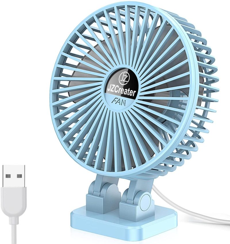 Education & Crafts |  Usb Desk Fan, 5Inch Mini Fan, 3 Speeds Adjustable Desktop Table Cooling Fan In Single Button , Rotation Strong Wind, Quiet Personal Mini Fan For Home Desktop Office Travel, Black Blue Education & Crafts Black Black