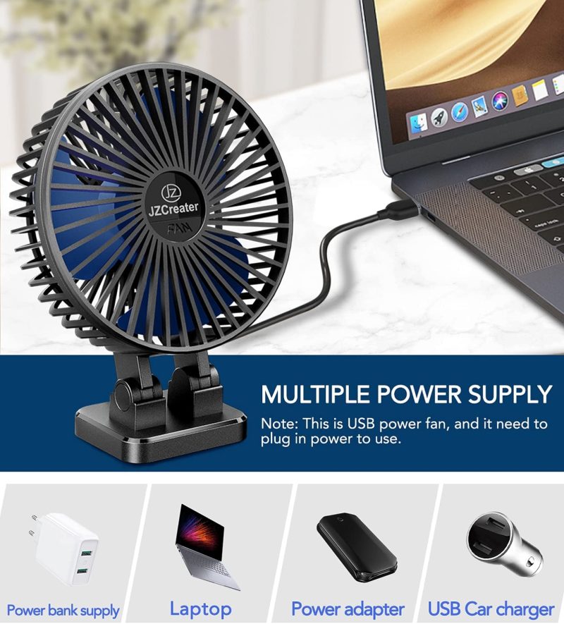 Education & Crafts |  Usb Desk Fan, 5Inch Mini Fan, 3 Speeds Adjustable Desktop Table Cooling Fan In Single Button , Rotation Strong Wind, Quiet Personal Mini Fan For Home Desktop Office Travel, Black Blue Education & Crafts Black Black