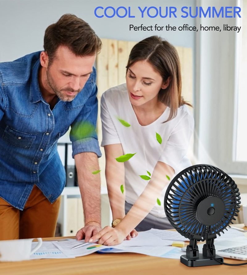 Education & Crafts |  Usb Desk Fan, 5Inch Mini Fan, 3 Speeds Adjustable Desktop Table Cooling Fan In Single Button , Rotation Strong Wind, Quiet Personal Mini Fan For Home Desktop Office Travel, Black Blue Education & Crafts Black Black