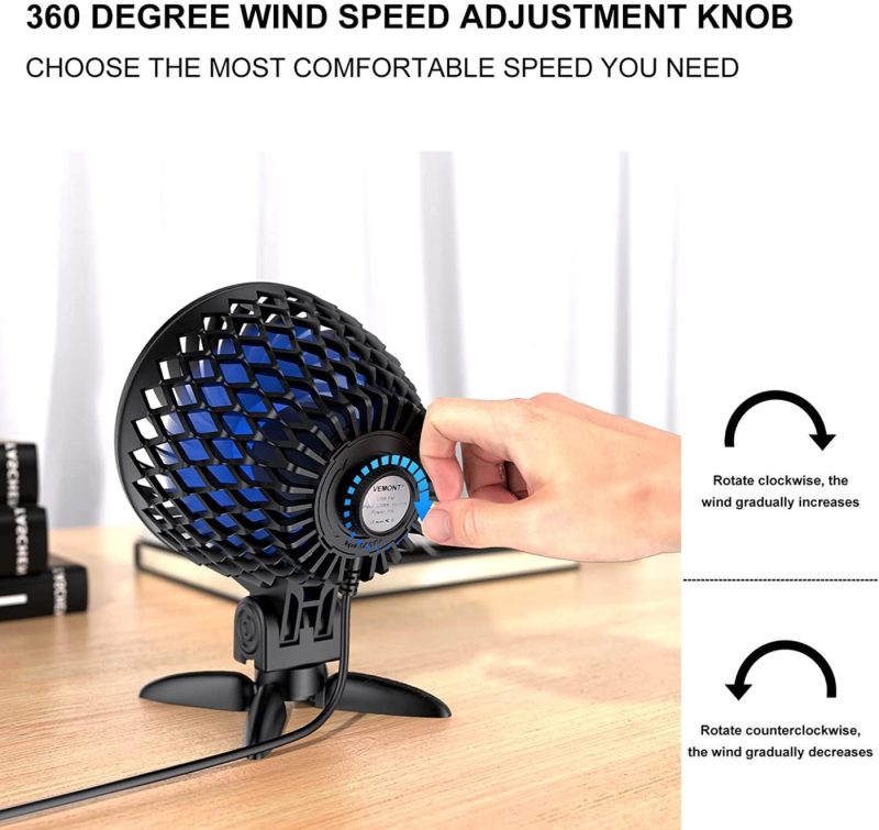 Education & Crafts |  Usb Desk Fan, Powerful Mini Usb Fan, Stepless Speed Usb Fan, Portable Table Cooling Fan Silent Personal Usb Fan With Usb-Powered For Home, Outdoor Travel, Office Education & Crafts black