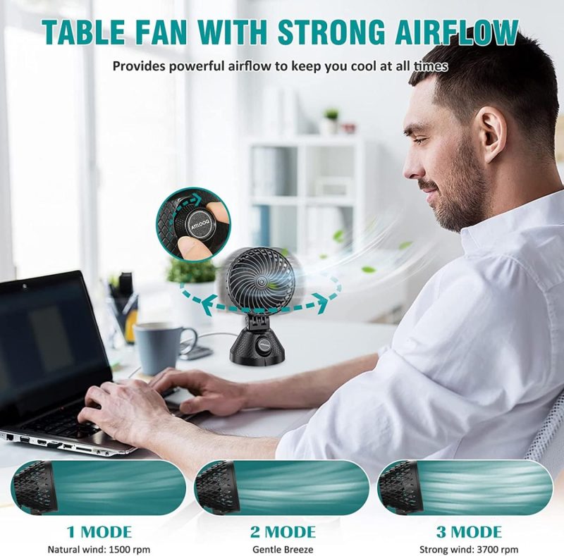 Education & Crafts |  Usb Desk Fan, Small Portable Desktop Personal Fan 3 Speeds Strong Airflow, Adjustable Tilt Automatic Swing Cooling Fan, Quiet Small Desk Fan For Home Office Bedroom Camping Indoor Outdoor Education & Crafts ATTLOOQ