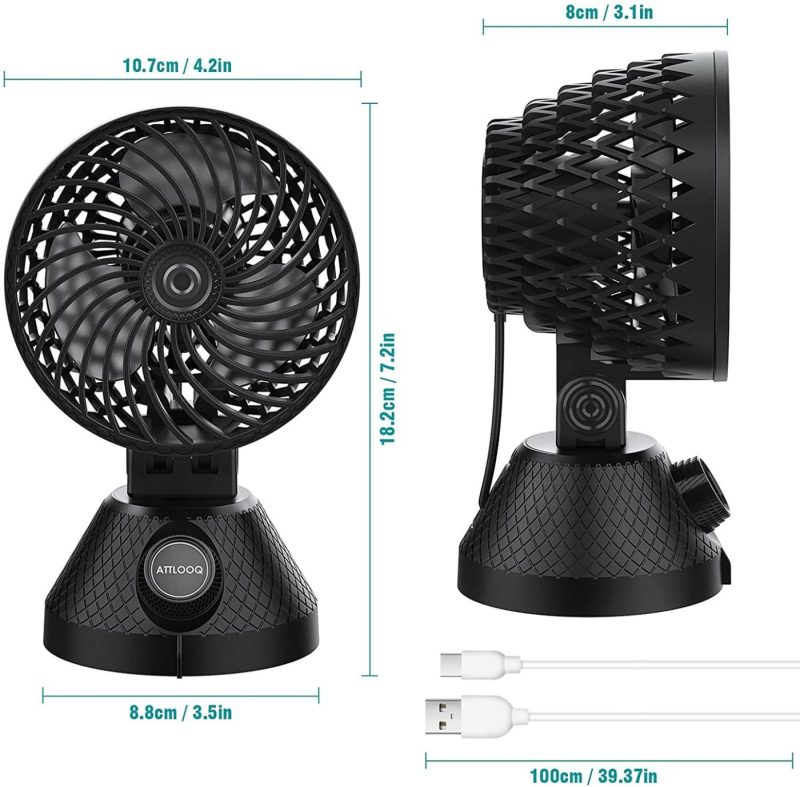 Education & Crafts |  Usb Desk Fan, Small Portable Desktop Personal Fan 3 Speeds Strong Airflow, Adjustable Tilt Automatic Swing Cooling Fan, Quiet Small Desk Fan For Home Office Bedroom Camping Indoor Outdoor Education & Crafts ATTLOOQ