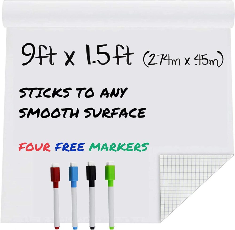 Education & Crafts |  White Board Stick On Wall Paper With Free Dry Erase Markers – Large Wallpaper Peel Adhesive For Classroom, Office And Home Education & Crafts Education & Crafts