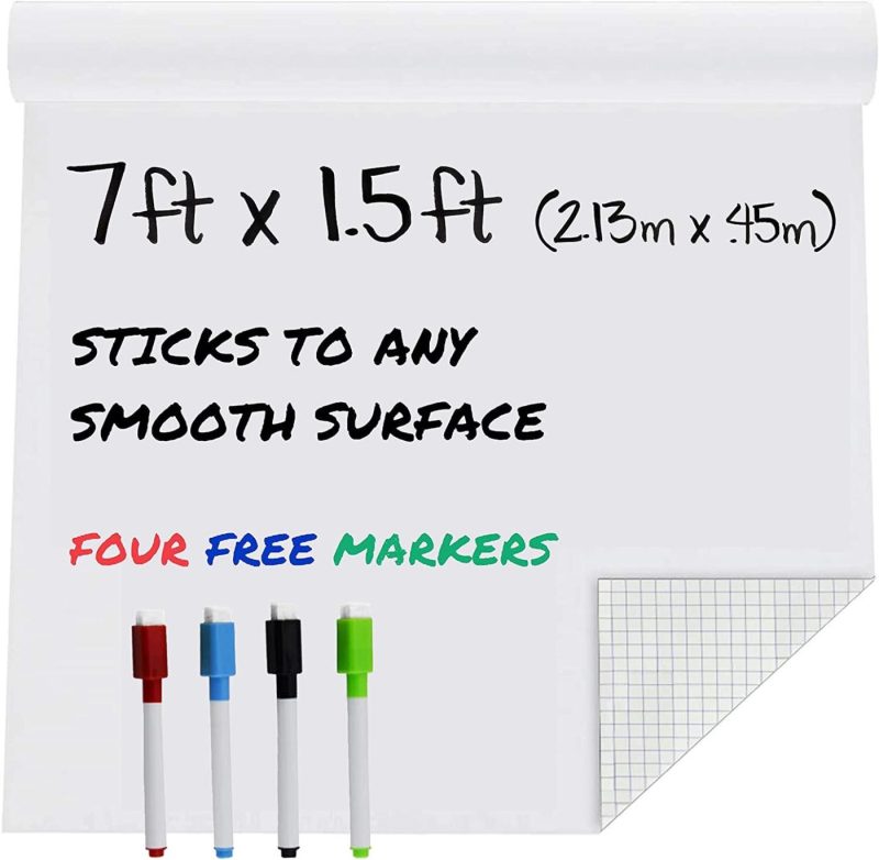 Education & Crafts |  White Board Stick On Wall Paper With Free Dry Erase Markers – Large Wallpaper Peel Adhesive For Classroom, Office And Home Education & Crafts Education & Crafts