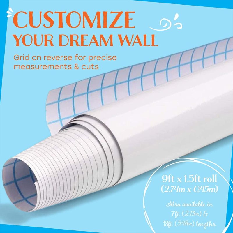 Education & Crafts |  White Board Stick On Wall Paper With Free Dry Erase Markers – Large Wallpaper Peel Adhesive For Classroom, Office And Home Education & Crafts Education & Crafts