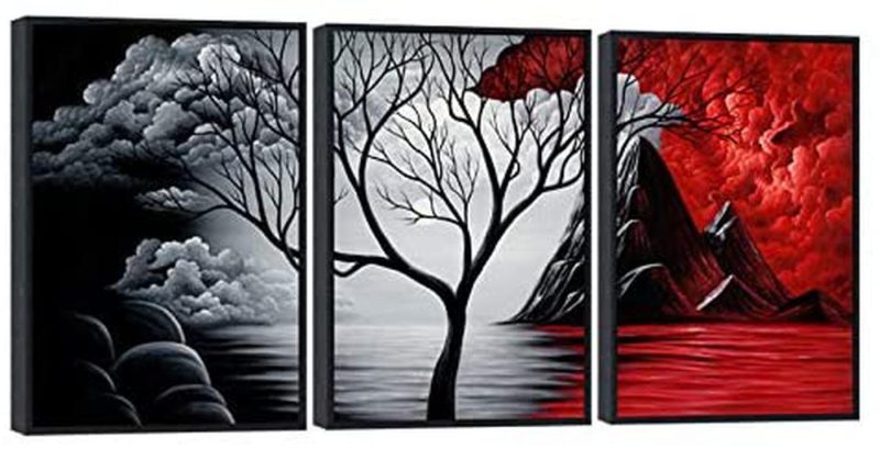 Education & Crafts |  Wieco Art Large Size Framed Art Canvas Art Prints Wall Art The Cloud Tree Abstract Pictures Paintings For Bedroom Home Office Decorations Contemporary Artwork 3 Panels Black Frames Education & Crafts Education & Crafts