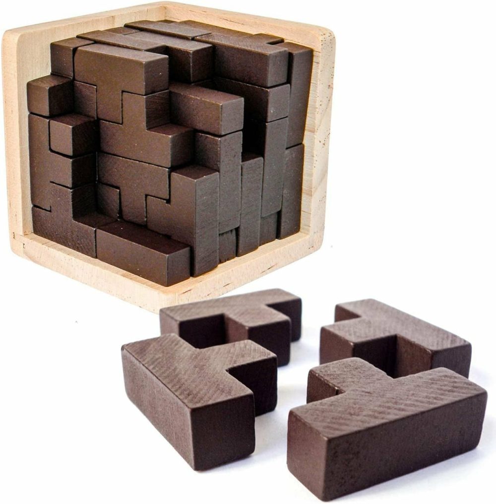 Education & Crafts |  Wooden Brain Teaser Puzzle Cube Wooden Puzzles T-Shaped Jigsaw Logic Puzzle Educational Toy For Kids And Adults Education & Crafts Ahyuan