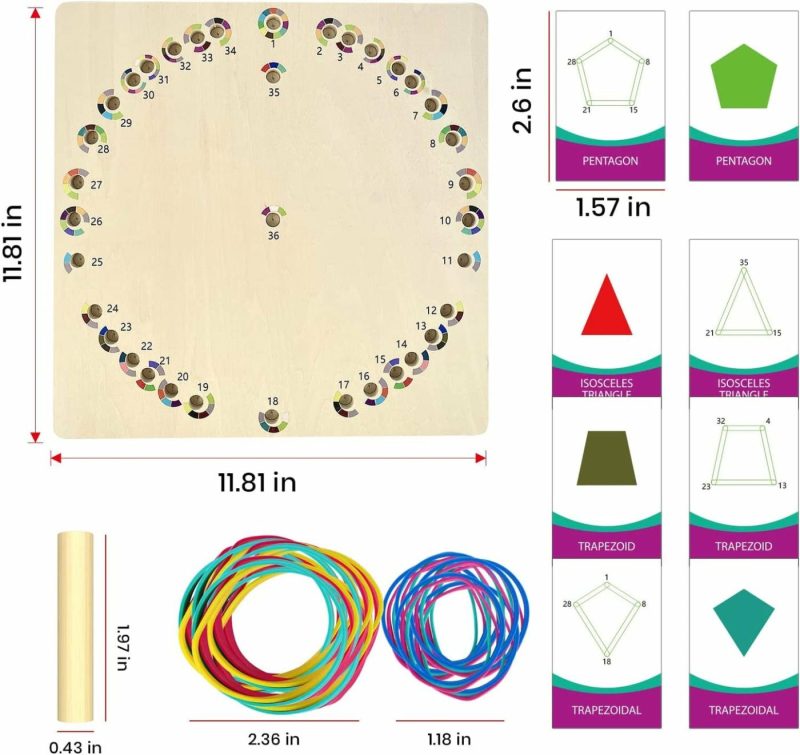 Education & Crafts |  Wooden Geoboard With Othello Board Game – Educational Montessori Toys Wooden Geoboards With Rubber Bands And Pattern Cards, Math Manipulative Material Stem Puzzle Brain Teaser Gift For Kid Education & Crafts Education & Crafts