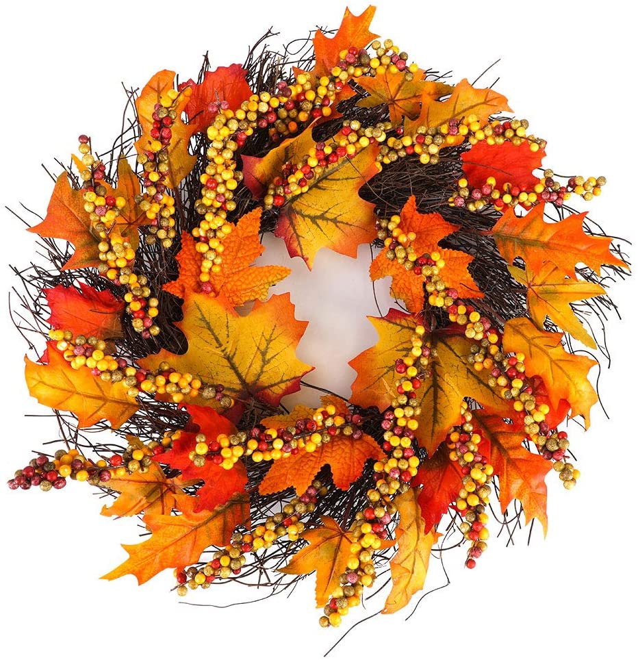 Education & Crafts |  Souarts 17-18" Fall Wreath For Front Door, Maple Leaf Fall Thanksgiving Wreath, Fall Front Door Wreath For Indoor Outdoor Home Office Wall Holiday Halloween Thanksgiving Fall Decor Wreath Education & Crafts Education & Crafts