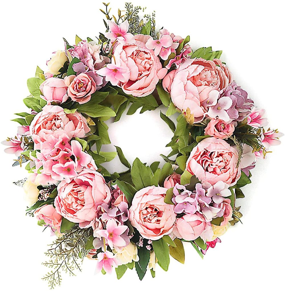 Education & Crafts |  Souarts 15.7" Peony Wreath Artificial Wreath, Front Door Purple Pink Peony Wreath For Indoor Outdoor, Home Office Wall Wedding Holiday Peony Wreath Decor Spring Wreath Summer Wreath Education & Crafts E-red-peony