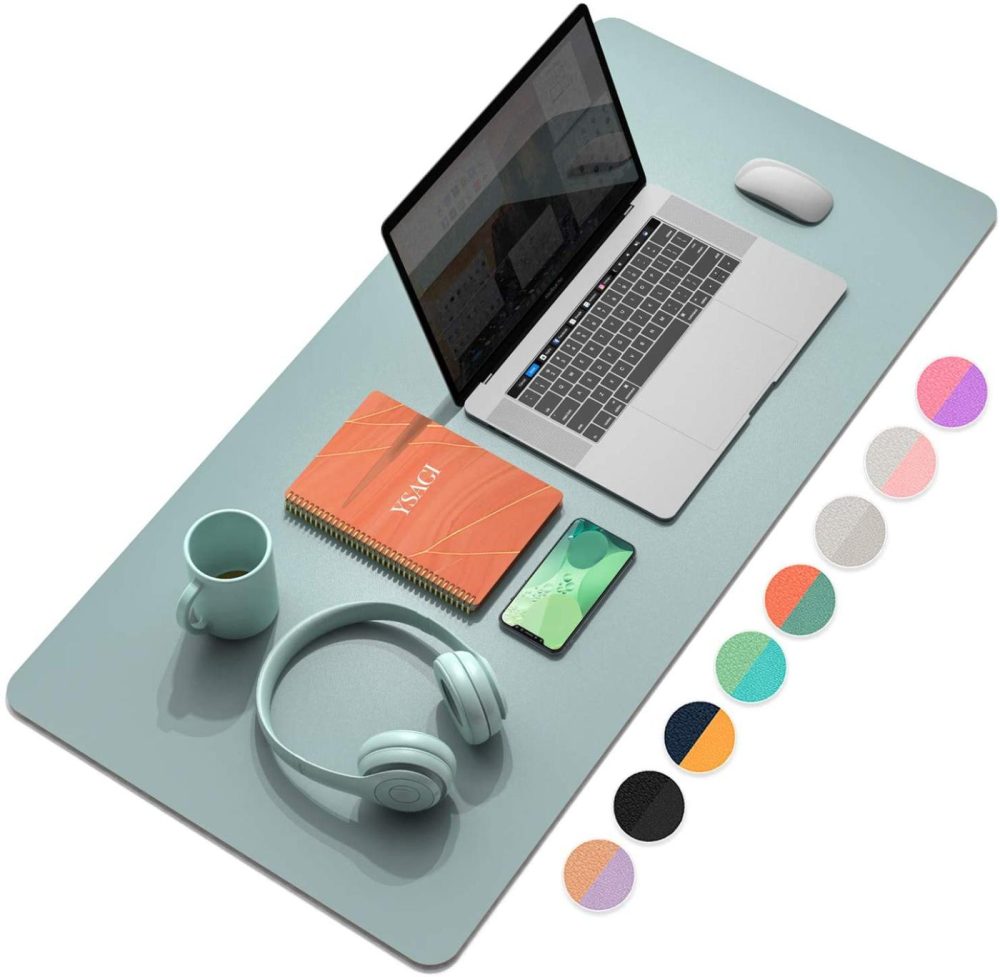 Education & Crafts |  Ysagi Multifunctional Office Desk Pad, Ultra Thin Waterproof Pu Leather Mouse Pad, Dual Use Desk Writing Mat For Office/Home (35.4" X 17", Glaucous Green+Orange) Education & Crafts Education & Crafts