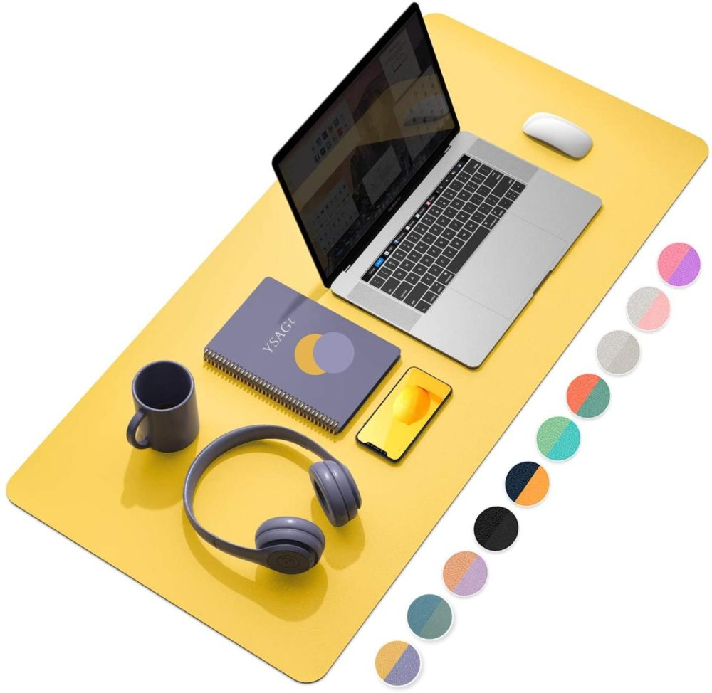 Education & Crafts |  Ysagi Multifunctional Office Desk Pad, Ultra Thin Waterproof Pu Leather Mouse Pad, Dual Use Desk Writing Mat For Office/Home (35.4" X 17", Yellow + Taro Purple) Education & Crafts Education & Crafts