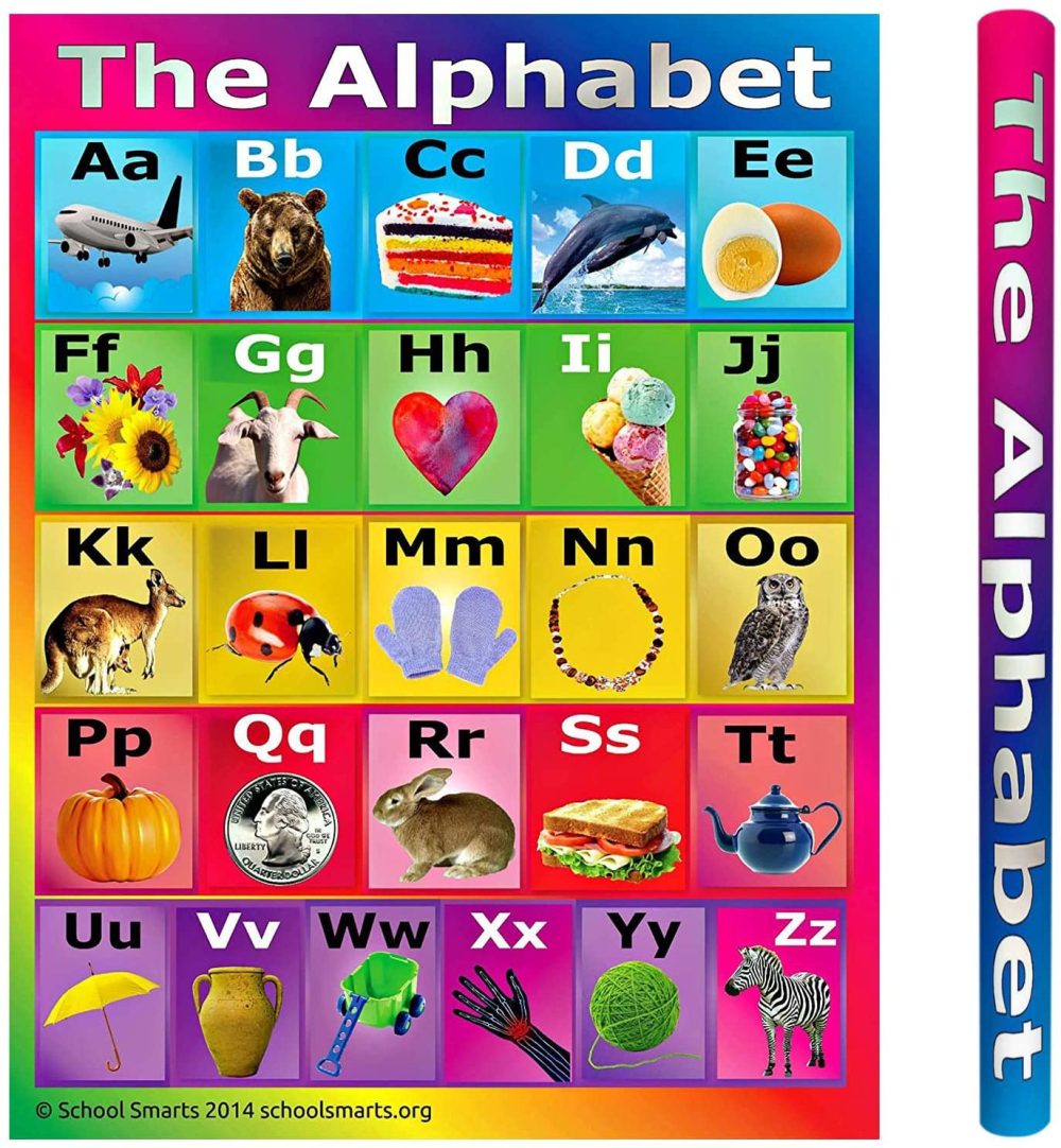 Education & Crafts |  17" X 22" School Smarts Laminated Abc Alphabet Wall Poster For Preschool Kids, Perfect For Back To School, Large Durable Display Of The Alphabet + Informational Photos For Use In Homeschool Or Classroom Settings Education & Crafts Education & Crafts