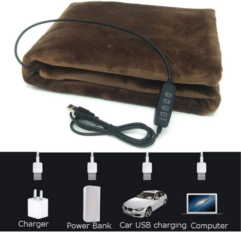 Education & Crafts |  Sole-Go Usb Electric Heating Shawl Electric Flannel Blankets Heated Throws 5V/2A – 3 Heating Settings For Car Office Home 34" X 23" (Coffee) Bedding Bedding