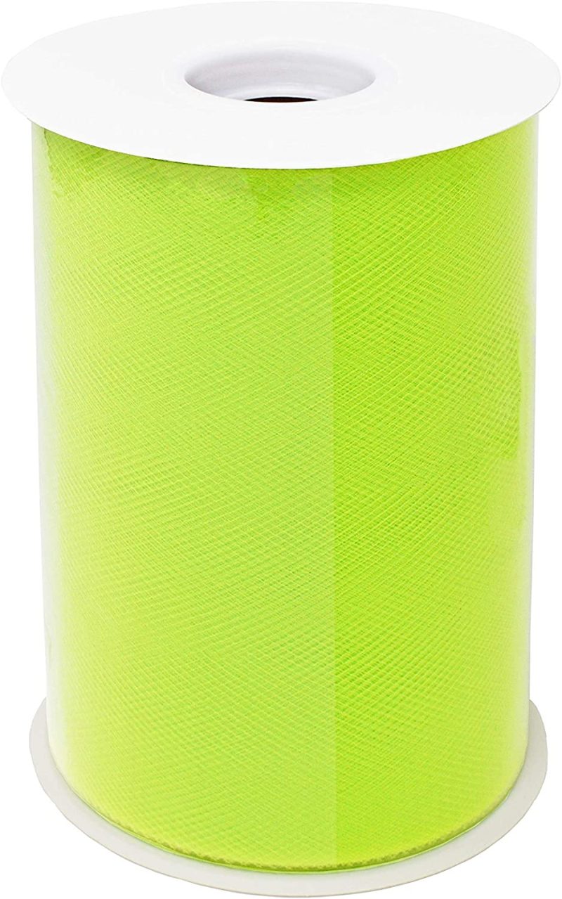 Fabric |  6" By 100 Yards (300 Ft) Fabric Tulle Spool For Wedding And Decoration Arts, Crafts & Sewing Apple Green