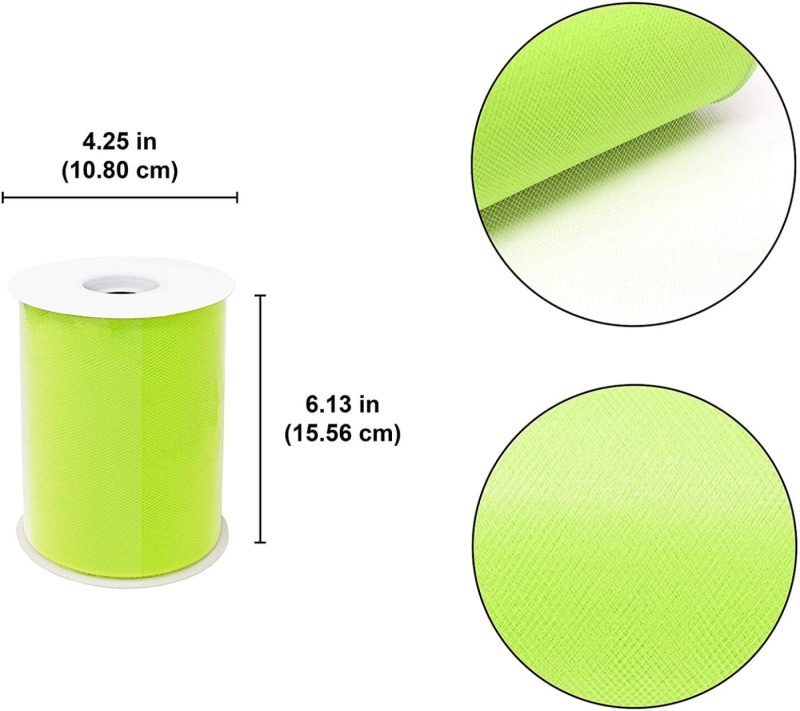 Fabric |  6" By 100 Yards (300 Ft) Fabric Tulle Spool For Wedding And Decoration Arts, Crafts & Sewing Apple Green