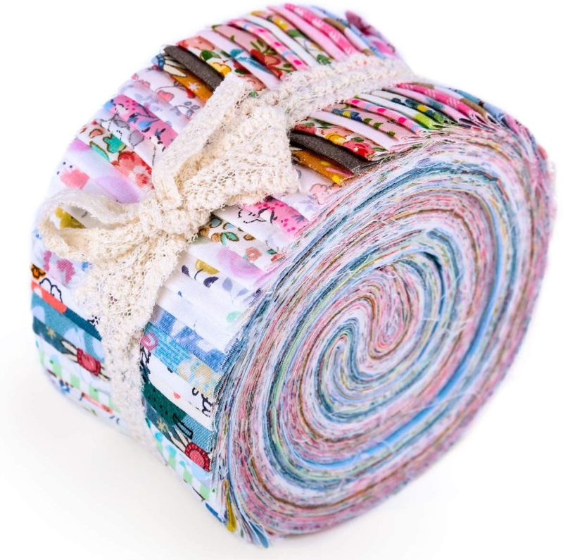 Fabric |  Jelly Rolls For Quilting, Pre-Cut Jelly Roll Fabric In Vivid Colors, Jelly Roll Fabric Strips For Quilting, Jelly Rolls For Quilting Clearance, Fabric Jelly Rolls With Different Patterns Arts, Crafts & Sewing Fabric