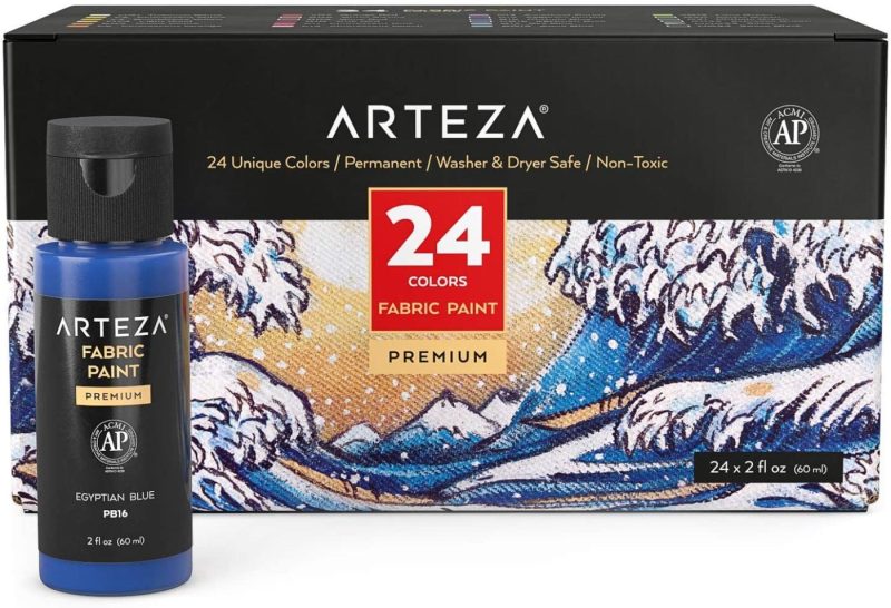 Fabric Painting & Dyeing |  Arteza Metallic Fabric Paint Permanent Colors, Washer & Dryer Safe, Textile Paint For Clothes, T-Shirts, Jeans, Bags, Shoes, Diy Projects & Canvas Arts, Crafts & Sewing ARTEZA