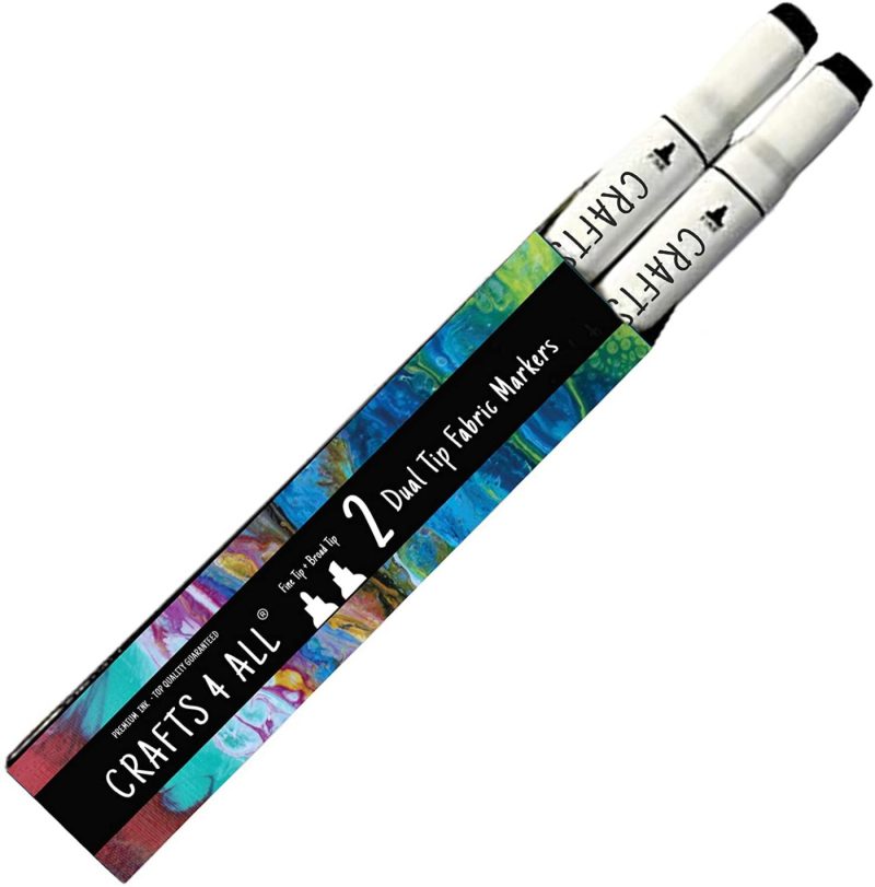 Fabric Painting & Dyeing |  Crafts 4 All Permanent Fabric Marker Laundry Marker Non Bleed Dual Tip 2 Pack Black Arts, Crafts & Sewing Crafts 4 All