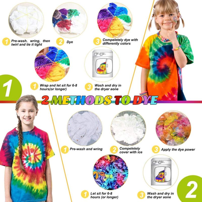 Fabric Painting & Dyeing |  Diy Tie Dye Kits, Emooqi 32 Colours All-In-1 Tie Dye Set Contain 32 Bag Pigments, Rubber Bands, Gloves, Sealed Bag, Apron And Table Covers Arts, Crafts & Sewing Emooqi