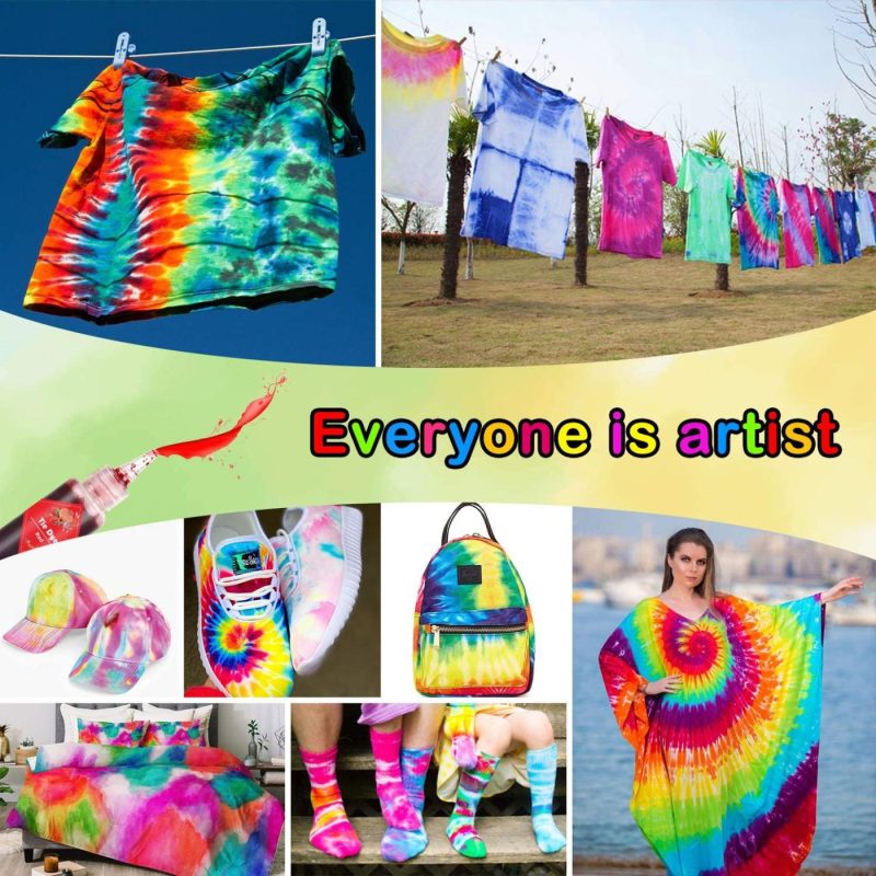 Fabric Painting & Dyeing |  Tie Dye Diy Kit, Emooqi 12 Colors Tie Dye Shirt Fabric Dye For, Kids, Men, With Rubber Bands, Gloves, Plastic Film And Table Covers Arts, Crafts & Sewing Emooqi