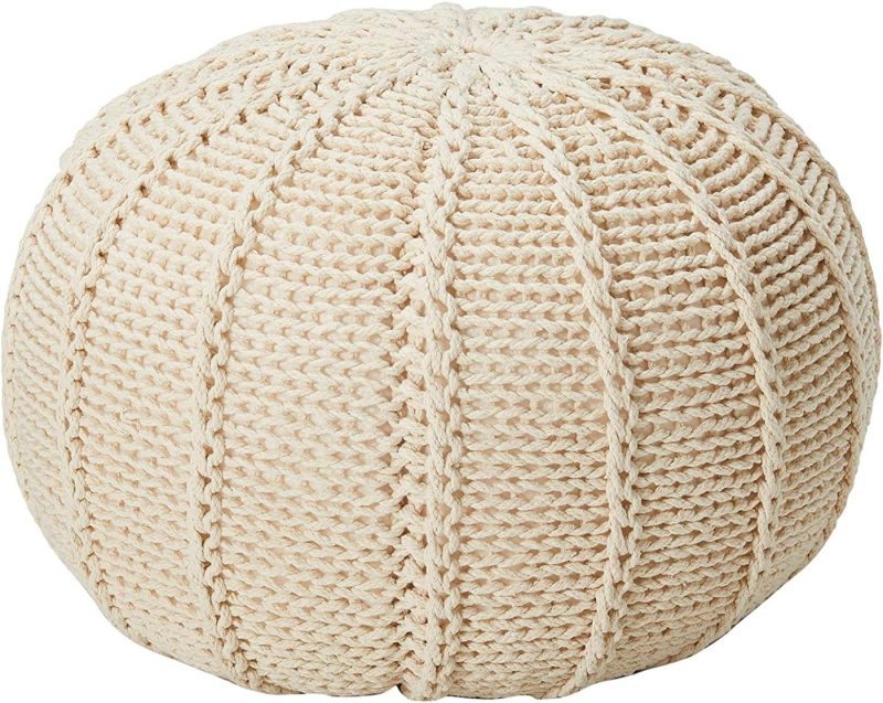 Furniture |  Christopher Knight Home Agatha Knitted Cotton Pouf, Beige Furniture Beige