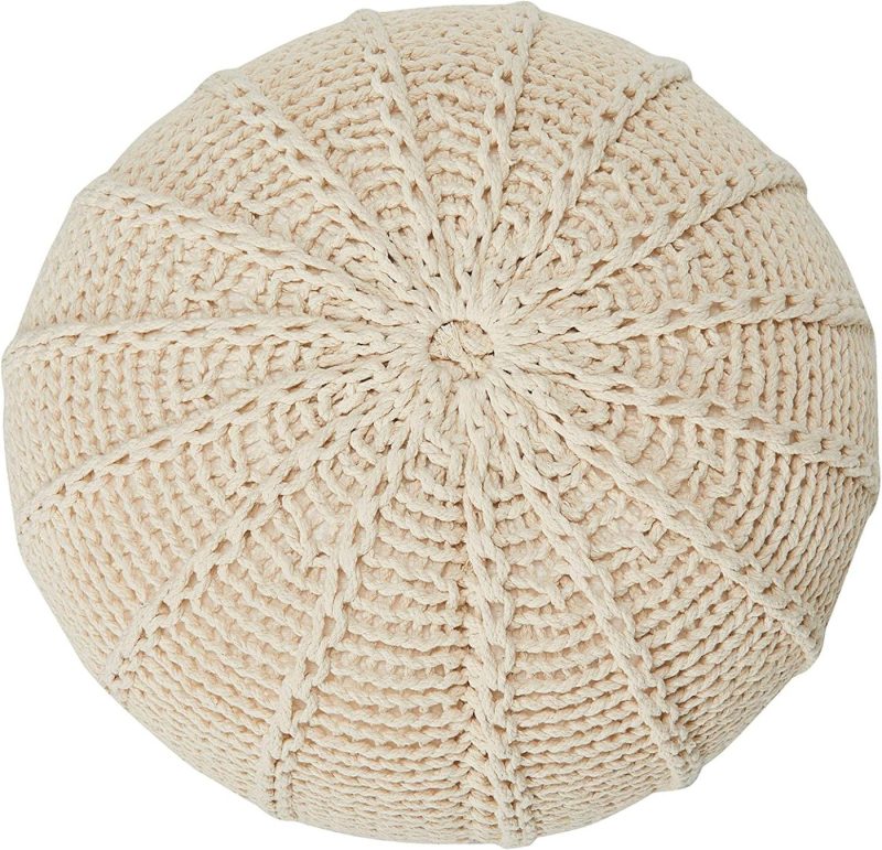 Furniture |  Christopher Knight Home Agatha Knitted Cotton Pouf, Beige Furniture Beige