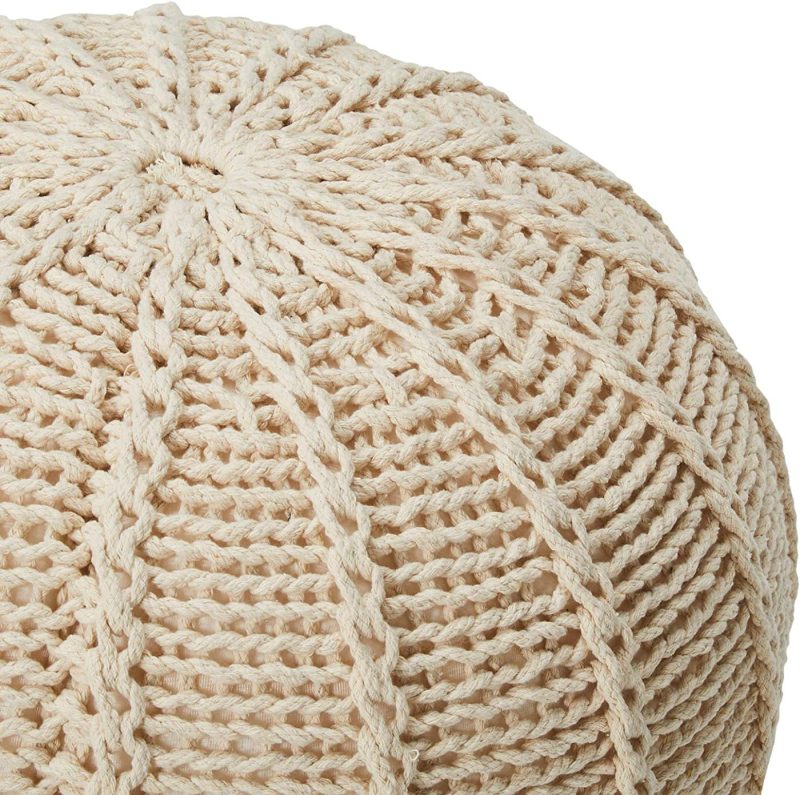 Furniture |  Christopher Knight Home Agatha Knitted Cotton Pouf, Beige Furniture Beige