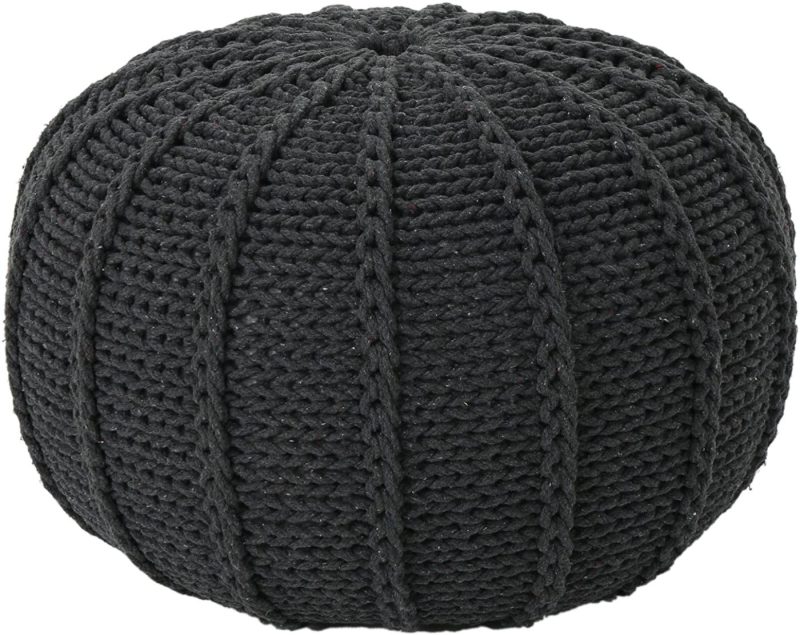 Furniture |  Christopher Knight Home Agatha Knitted Cotton Pouf, Beige Furniture Beige