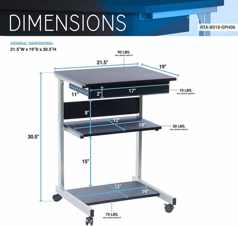 Furniture |  Modus Metal Computer Student Laptop Desk In Graphite Furniture Furniture