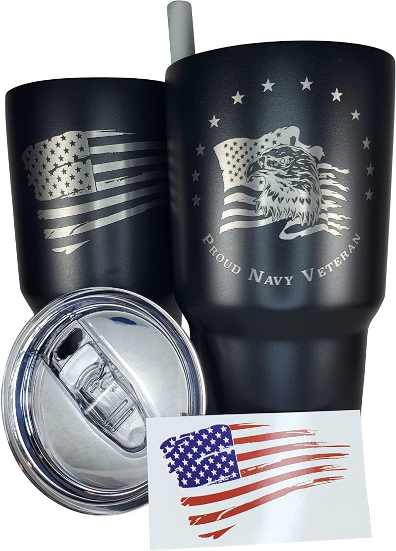 Glassware & Drinkware |  30Oz Army Veteran Tumbler – Double Insulated – With Silicone Straw And Usa Sticker (Army Veteran) Bar Tools & Drinkware 2A 2nd Amendment