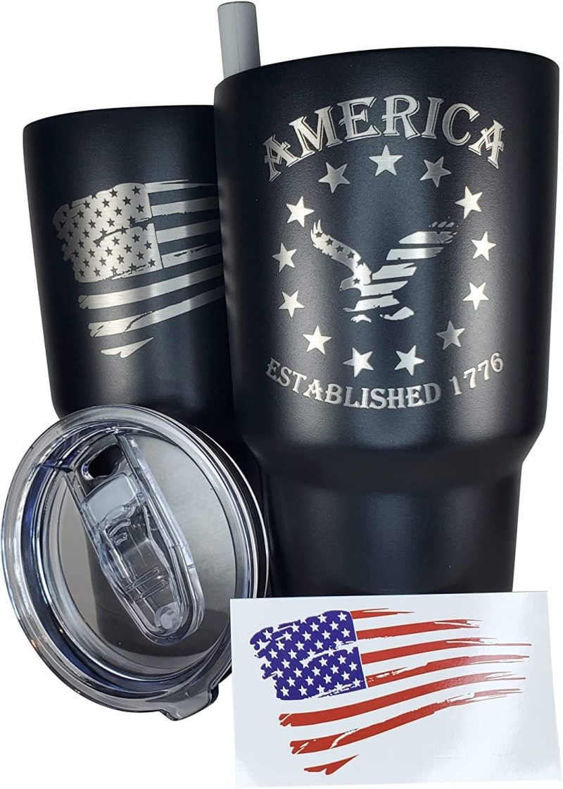 Glassware & Drinkware |  30Oz Army Veteran Tumbler – Double Insulated – With Silicone Straw And Usa Sticker (Army Veteran) Bar Tools & Drinkware 2A 2nd Amendment