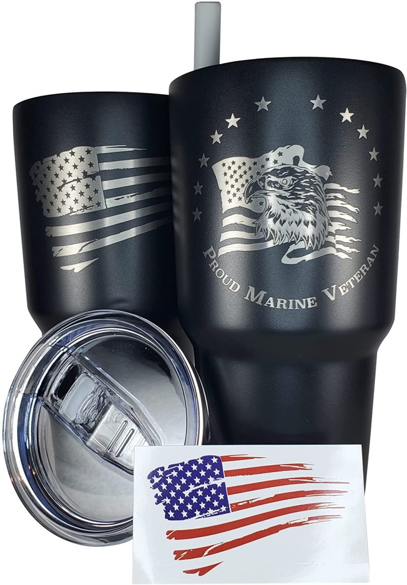 Glassware & Drinkware |  30Oz Army Veteran Tumbler – Double Insulated – With Silicone Straw And Usa Sticker (Army Veteran) Bar Tools & Drinkware 2A 2nd Amendment