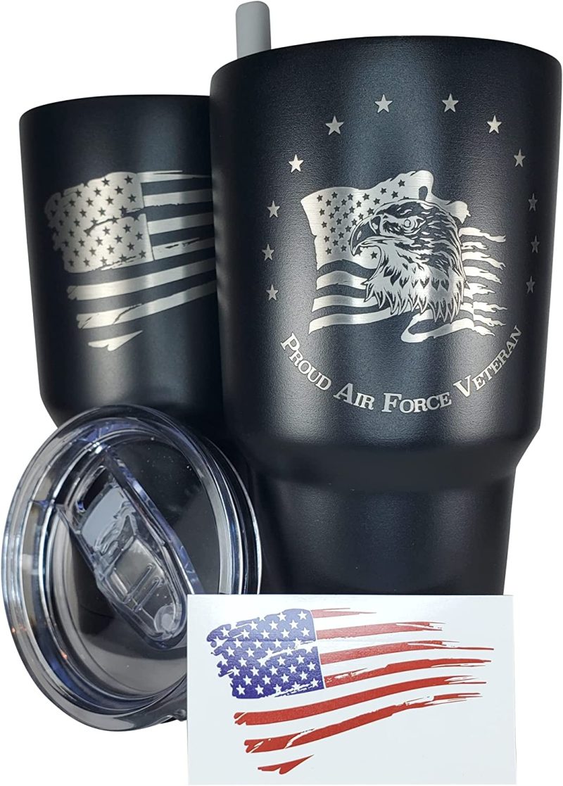 Glassware & Drinkware |  30Oz Army Veteran Tumbler – Double Insulated – With Silicone Straw And Usa Sticker (Army Veteran) Bar Tools & Drinkware 2A 2nd Amendment