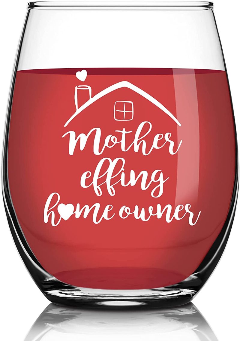 Glassware & Drinkware |  Housewarming Gifts, Unique Gift For First Time Homeowner, Funny First Time Home Buyer Gifts Ideas, Mother Effing Homeowner – Personalized House Owner Gift – 15 Oz Stemless Wine Glass For, Men Bar Tools & Drinkware Bar Tools & Drinkware