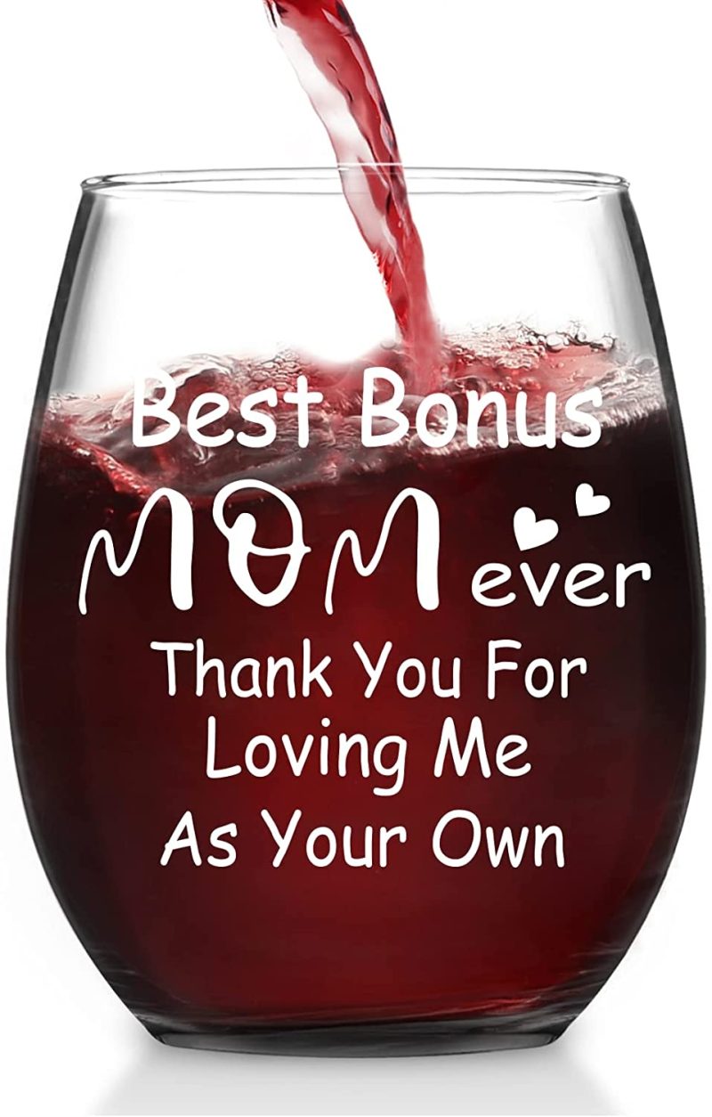 Glassware & Drinkware |  Modwnfy Mothers Day Gift For Stepmom, Best Bonus Mom Ever Wine Glass, Mother In Law Thanks Stemless Wine Glass, Great Gifts Idea For Step Mom, Godmother, God Mother, Aunt, Second Mom, Mother In Law Bar Tools & Drinkware Bar Tools & Drinkware